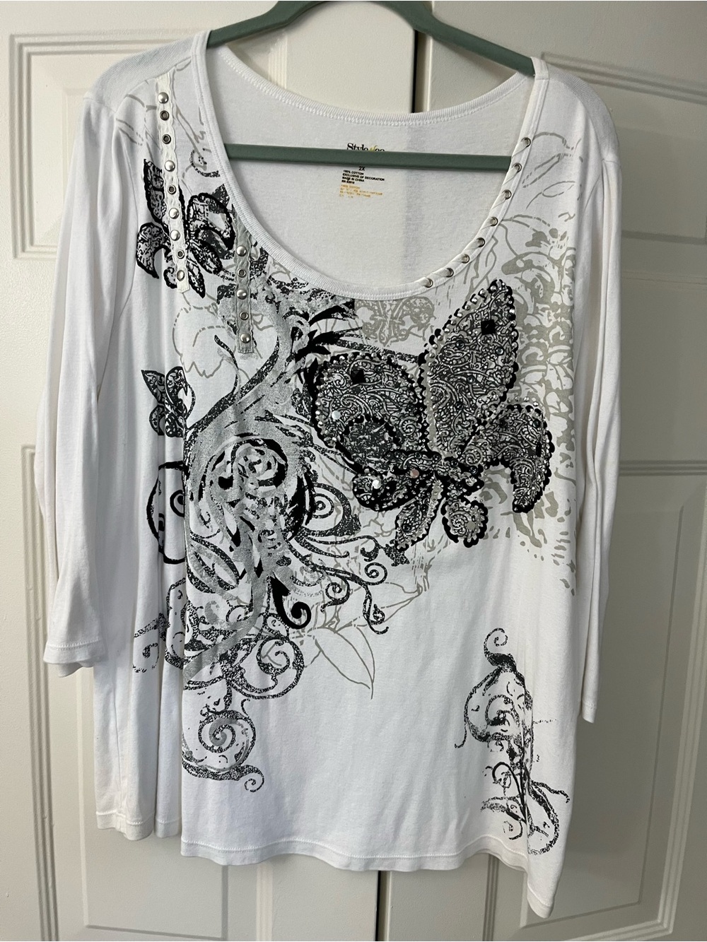 Style & Co 2X Cotton Embellished T-Shirt